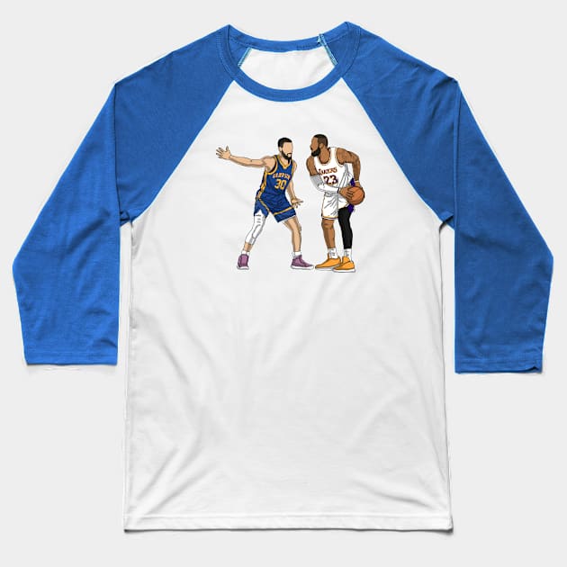 LeBron James Vs Steph Curry Baseball T-Shirt by Luna Illustration